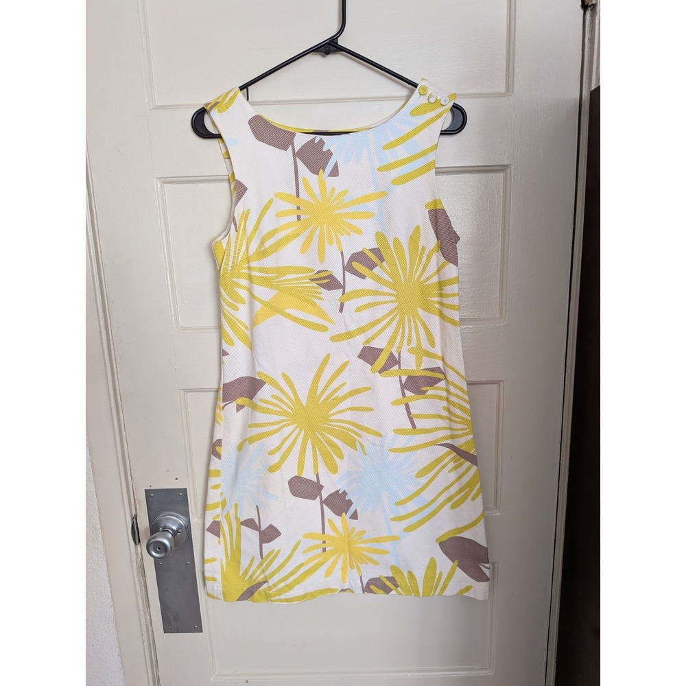 Tori Richard Honolulu Yellow Floral Cotton Pique Shift Dress Made in Hawaii 6